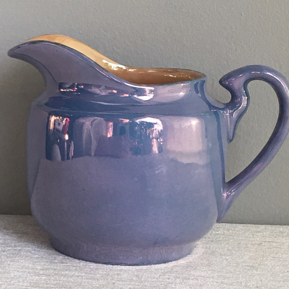 VINTAGE blue/purple with gold luster ware creamer